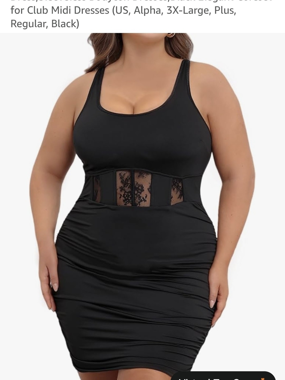 Plus Size Black Lace-Panel Shaping Bodycon Dress sane Design Different White)